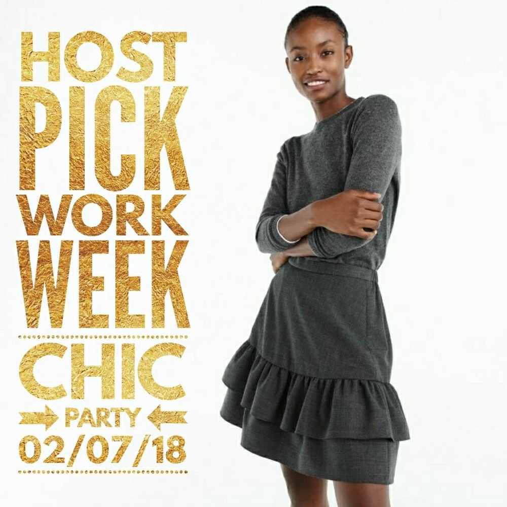 🎉HP J. Crew Wool Flannel Gray Carbon Ruffle Skirt